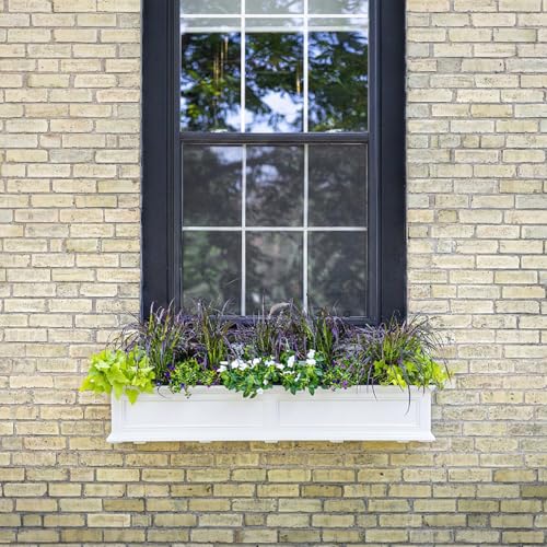Mayne Fairview 60in Self-Watering Rectangular Window Box Planter, White - color: White, size: 60in