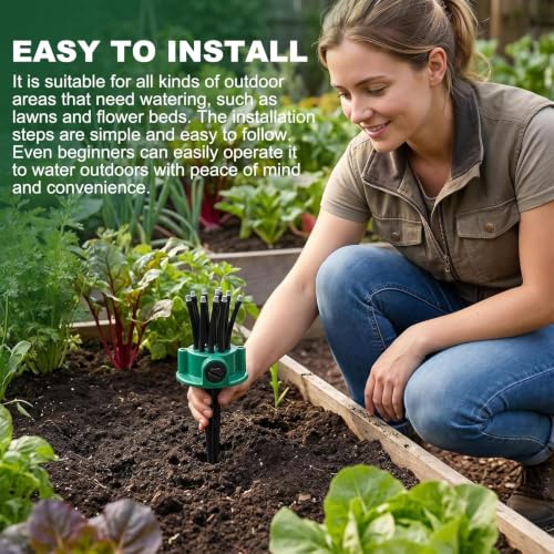 2 Pack 360 Multi Directional Lawn Sprinkler, 360° Coverage Precision Garden Irrigation Sprinkler, Garden Irrigation Sprinkler with 12 Nozzles for Yard, Lawn, Roof, Garden, and Flower Beds