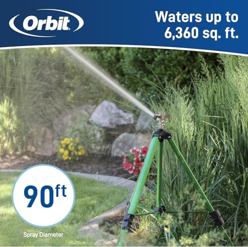 2-Pack Orbit 1/2 -inch Heavy-Duty Brass Impact Sprinkler on Adjustable 22-48-inch Metal Tripod Base - style: 2-Pack Brass Impact Sprinkler