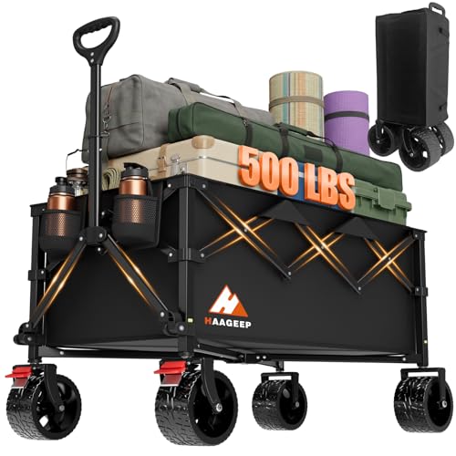 Collapsible Wagon Cart with Wheels Foldable - Folding Utility Heavy Duty Wagons Carts for Grocery Sports Garden Shopping Camping Wheelbarrows (Black200L) - color: Black, size: Large