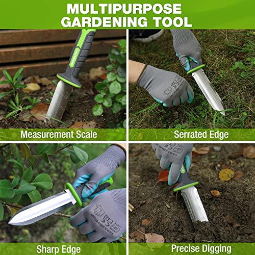WORKPRO Hori Hori Garden Knife, Garden Tools with Oxford Sheath - color: Green, size: 7"