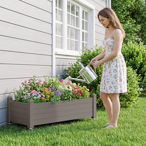 Fancyango Raised Garden Bed with Wheels 13.3" Hx2 -Gray - color: Gray, size: 13.3"Hx2