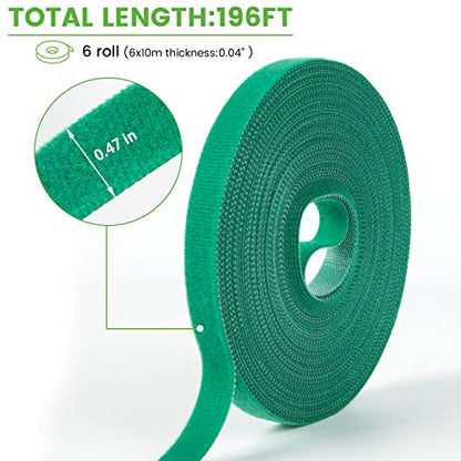 Plant Tape, 6 Roll 196 Ft Green Garden Tape, Adjustable Twist Ties for Plants Support 1/2", Reusable Garden Ties for Climbing Plants, Gardening Tape for Outdoor Indoor Plants - size: 6 Roll,196Ft