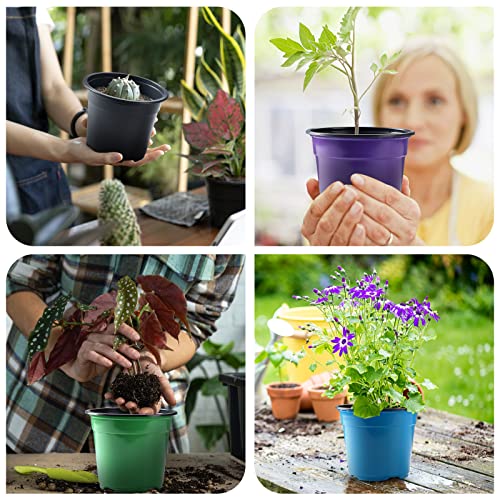 Oubest 30Pack Nursery Pots Plastic for Plants 5 inch Seedling Pots with Drainage Holes Multicolor Flower Seedling Transplanting - size: 5 inch