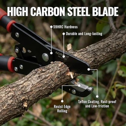 AGRICUT Telescopic Garden Loppers Anvil - Extendable Tree Trimmer 26" to 40.5" Reach, 2" Cut Capacity Heavy Duty Branch Cutter with 59HRC High Carbon Steel Teflon Blade, Loppers for Cutting Branches - style: Lopper (Extendable)
