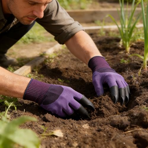 Gardening Gloves with Claw,Planting Waterproof Gardening Gloves,for Digging in The Garden, - color: Green