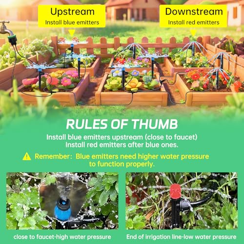 65Ft Drip Irrigation System Kit with 1/4 Inch Tubing for Garden
