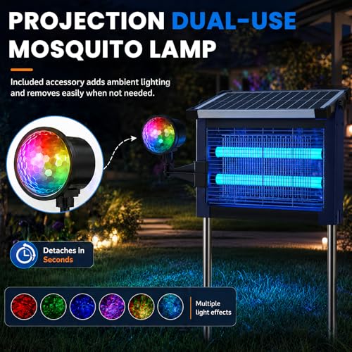 2‑in‑1 Solar Bug Zapper Outdoor, Electric Mosquito Killer Insect Trap - color: Blue