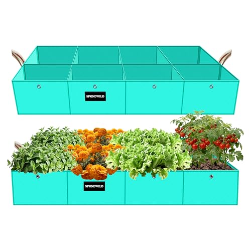 2 Pcs 6x3x1Ft 8 Grids Raised Garden Bed for Outdoor Vegetables - size: 135 gallon