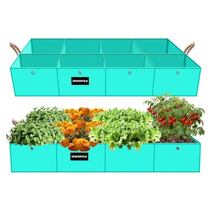 2 Pcs 6x3x1Ft 8 Grids Raised Garden Bed for Outdoor Vegetables - size: 135 gallon