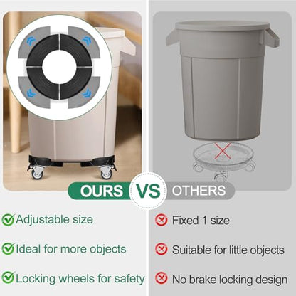 ToLanbbt Trash Can Dolly with Wheels, 15-19 in Adjustable Round Furniture Dolly, Heavy Duty 440 LBS Drum Rolling Base, Keg Dolly for 20, 32, 44, 55 Gallon Garbage Cans, Black, 1 Pack - color: Black, size: 2 IN - 1 Pack