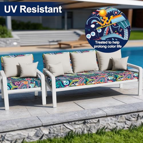 Smiry Waterproof Patio Cushion Covers, Stretch Outdoor Furniture Covers - color: Blue Green, size: 12PCS