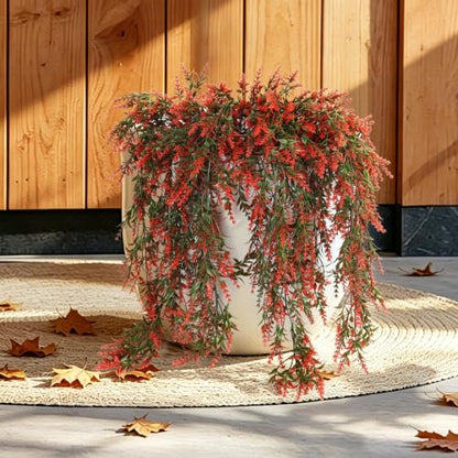 RECUTMS 4Pcs Artificial Fall Lavender Fake Hanging Plants for Outdoors - color: Orange
