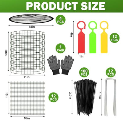Plant Protector from Animals, 4 Pack 16”x 16" Wire Cage Cloches