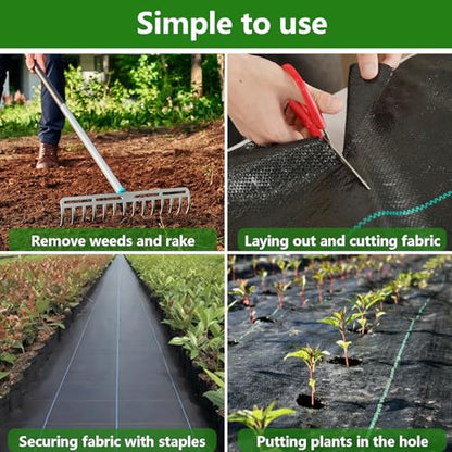 3ft×100ft Garden Weed Barrier Fabric Heavy Duty Landscape Fabric with Superior Permeability Easy Set up Weed Control Ground Cloth - size: 3FT×100FT