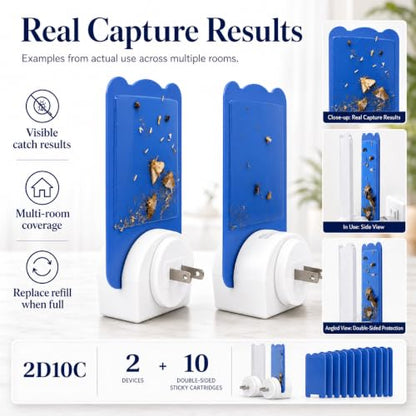 Plug-in Flying Insect Trap for Gnats & Fruit Flies, 2 Devices + 10 Refills - size: 2 Devices + 10 Refills