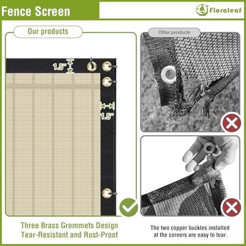 6'x25' Privacy Screen Fence Heavy Duty Fence Panels, Beige