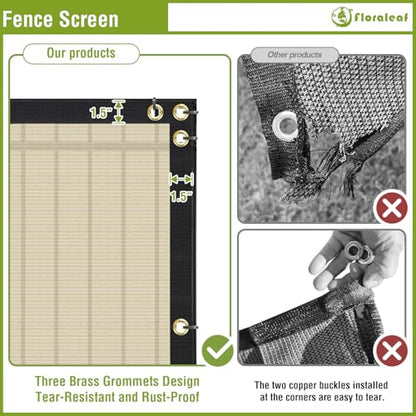 6'x25' Privacy Screen Fence Heavy Duty Fence Panels, Beige