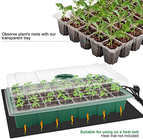 MIXC 5 Pack Seed Starter Tray, 200Cell Mini Propagator Greenhouse Grow Kit - color: Green, size: 40-Cell 5-Pack