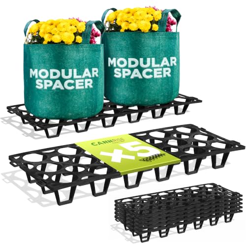 Plant Stand Outdoor – Plant Riser 5 Pack for Pots, Planters & Grow Bags | Heavy-Duty UV-Resistant Elevated Pot Stand for Drainage, Airflow, Root Health & Cleaner Patios – 19.7x7.5x2.4 in (Black) - color: Modular Black, size: 5 Pack