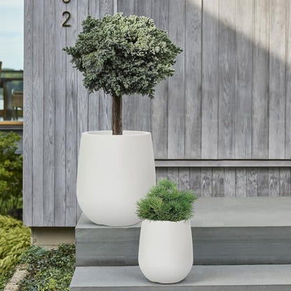 11.8"H Plastic Planters with Drainage Holes and Plug,Chalk Beige - color: Beige, size: 11.81"