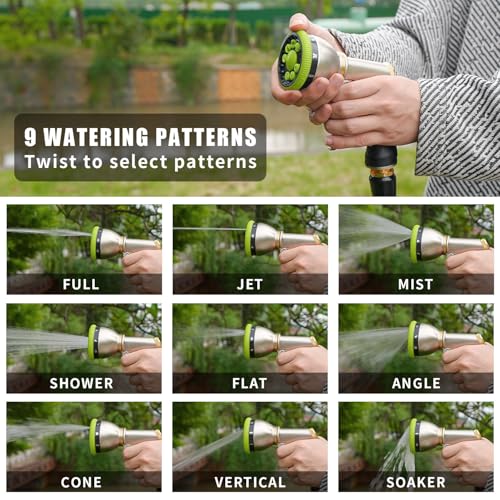 Besiter Garden Hose Nozzle Sprayer, Heavy Duty Metal Water Hose Nozzle - color: Green