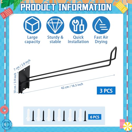 3 Pcs Pool Float Storage Holder, 16.5 Inch Wall Mount Pool Float Organizer Storage Rack with Hangers for Swimming Ring, Towel, Tools & More Storage Indoor Outdoor Space-Saving (Oblique angle) - style: Beveled style