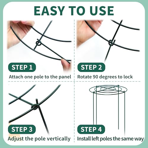 8 Sets Peony Support Cage,Heavy Duty Metal Plant Support Rings with 3.5mm Thickened Legs,10"Dia.x16"High Grow Through Hoops for Peonies and Tall Plants,Rust-Resistant Strong Support for Heavy Blossoms - size: 10"X16"-8PCS