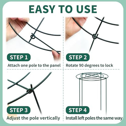 8 Sets Peony Support Cage,Heavy Duty Metal Plant Support Rings with 3.5mm Thickened Legs,10"Dia.x16"High Grow Through Hoops for Peonies and Tall Plants,Rust-Resistant Strong Support for Heavy Blossoms - size: 10"X16"-8PCS