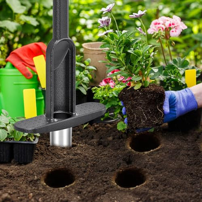 Long Handled Bulb Planter Tool with Rubber Grip - color: 2'' wide hole