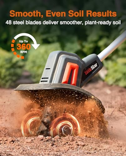 Cordless Tiller Cultivator for Gardening, Battery Powered Garden Rototiller - size: 9 inch x7 inch