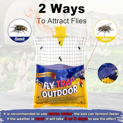 8 Big Fly Bags Outdoor Traps Hanging for Patio - Pre-Baited, Disposable - size: 8 Pack