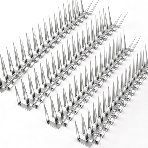 Bird Spikes, 3M Stainless Steel Bird Deterrent Spikes for Outside, Pigeon and Small Bird Control, Easy to Install Fence Roof Window Spikes, 10 Strips 10 Feet Coverage - size: 10 Feet