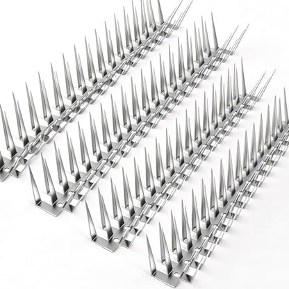 Bird Spikes, 3M Stainless Steel Bird Deterrent Spikes for Outside, Pigeon and Small Bird Control, Easy to Install Fence Roof Window Spikes, 10 Strips 10 Feet Coverage - size: 10 Feet
