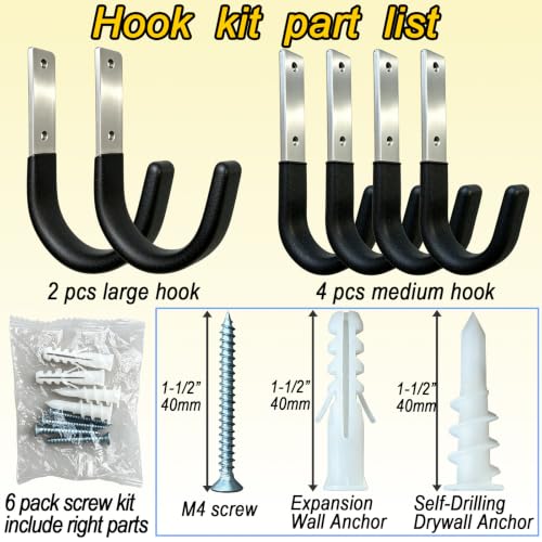 Heavy Duty Wall Hook Kit, Enhanced Garage Wall hooks, Tool Organizer