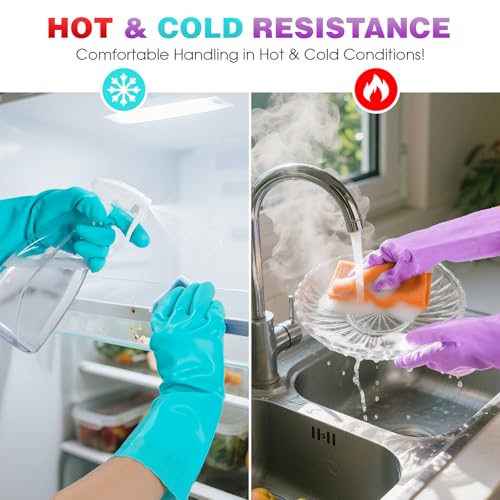 Elgood Reusable Dishwashing Cleaning Gloves with Latex free, Cotton lining,Kitchen Gloves 2 Pairs,Purple+blue Medium (Pack of 2) - color: Purple+blue, size: Medium (Pack of 4)
