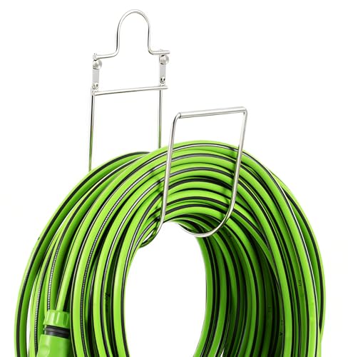Garden Hose Holder Wall Mount Stainless Steel Hose Hanger for Outside, Hose Reel, Sturdy Hose Hook for Garage, Water Hose, Yard Storage, Silver