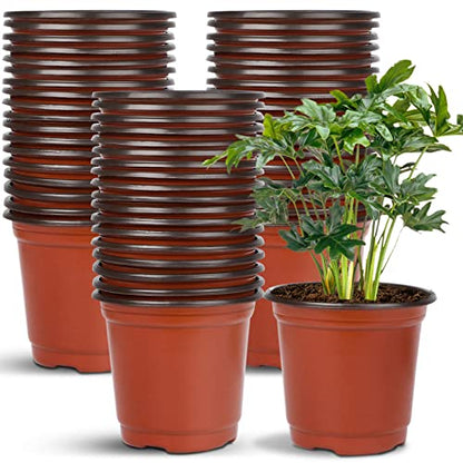 Augshy 40 Pcs 6 Inches Plastic Plant Nursery Seed Starting Pot for Outdoor - size: 6 Inch