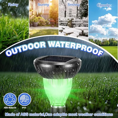 6 Pack Solar Ultrasonic Animal Repellent with RGB Color-Changing Lights, 360° Sonic Pest Deterrent for Outdoor Lawn & Garden, Solar Powered Mole, Gopher & Snake Repellent Stakes - style: Round Style