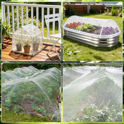 Augshy 2 Pack Garden Netting for Raised Beds, 4x2x1ft Mesh Plant Covers