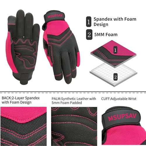 Cute Pattern Gardening Gloves,Thornproof Garden Glove,Gardener Gift - color: 2 Pairs Per Pack-pink Work Gloves, size: Medium