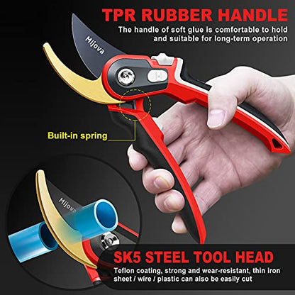 Garden Shears, Heavy Duty Garden Pruning Shears, Sharp Gardening Scissors - color: Red