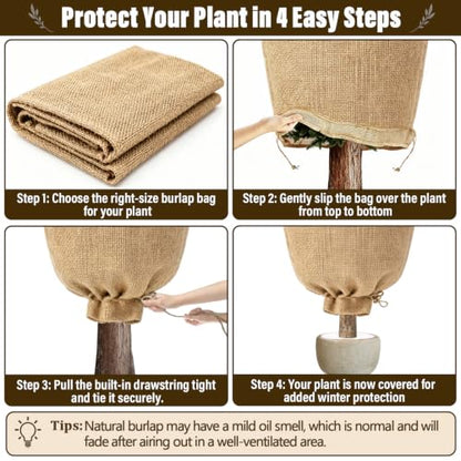 Riare 4 Packs 24 × 40 Inch Large Winter Plant Cover Bags with Drawstring - size: 24 × 40 Inch