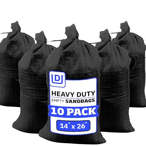 DURASACK Heavy Duty Sandbags with Ties, 14x26, Empty, Black, Pack of 10 - color: Black, size: 10 Sandbags
