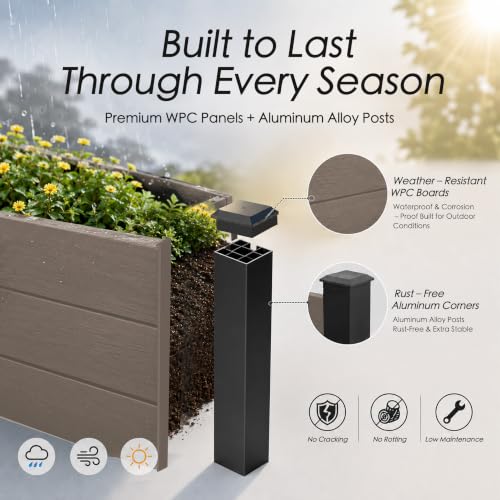 Kozyard 98.9" L x 18.4" W Raised Garden Bed Kit, Outdoor Planter Box - color: Taupe