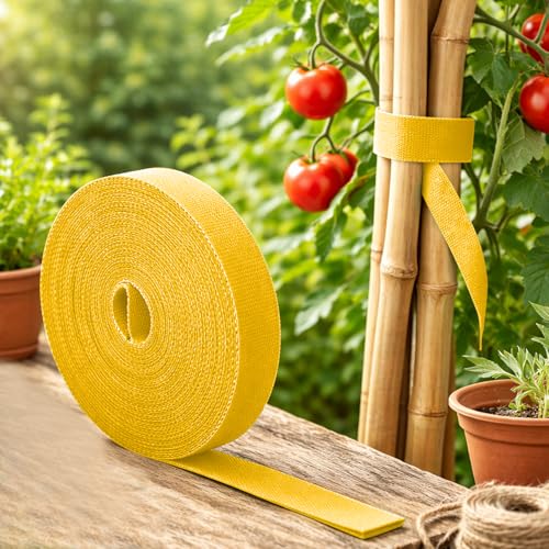 Colorful Nylon Plant Ties Multipurpose Strap Roll for Garden Cable Organizing, Adjustable Fastening Cord for Plants and DIY Projects - color: 3Pack yellow