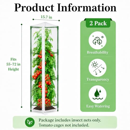 Halatool Garden Tomato Plant Cover Netting, Fits 55–72" Tomato Cages - size: 61 Inch