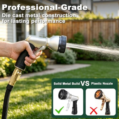 FANHAO Garden Hose Nozzle Heavy Duty, Metal Water Hose Sprayer, Leakproof - color: Black