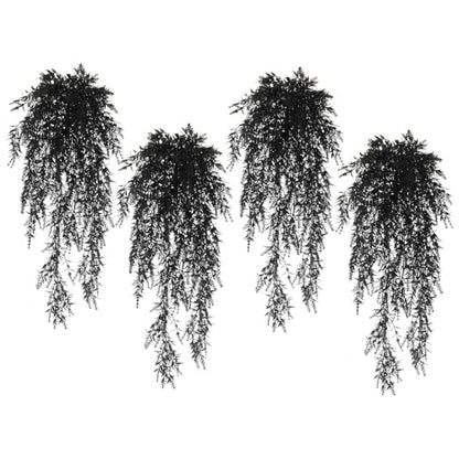 RECUTMS 4Pcs Black Artificial Hanging Lavender Fake Plants Gothic Halloween - color: Black