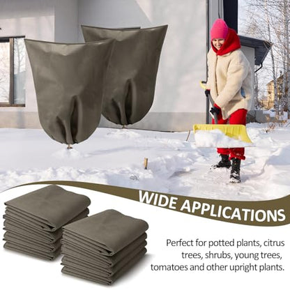 12 Pack Winter Plant Covers Freeze Protection, Brown - color: Brown